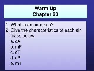 Warm Up  Chapter 20