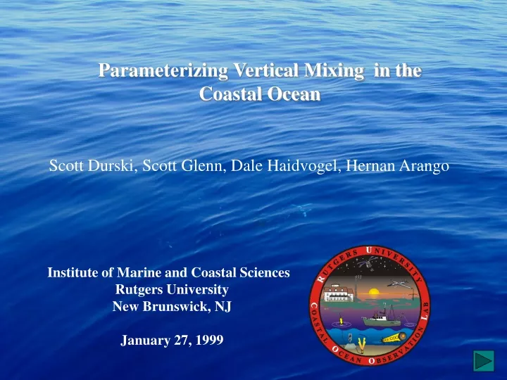 parameterizing vertical mixing in the coastal
