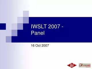 IWSLT 2007 - Panel