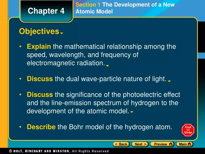 section 1 the development of a new atomic model
