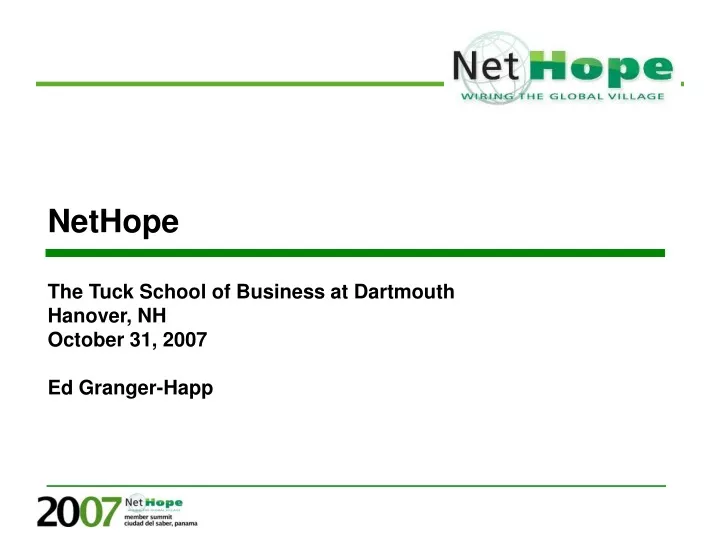 nethope the tuck school of business at dartmouth