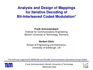 Analysis and Design of Mappings       for Iterative Decoding of  Bit-Interleaved Coded Modulation*