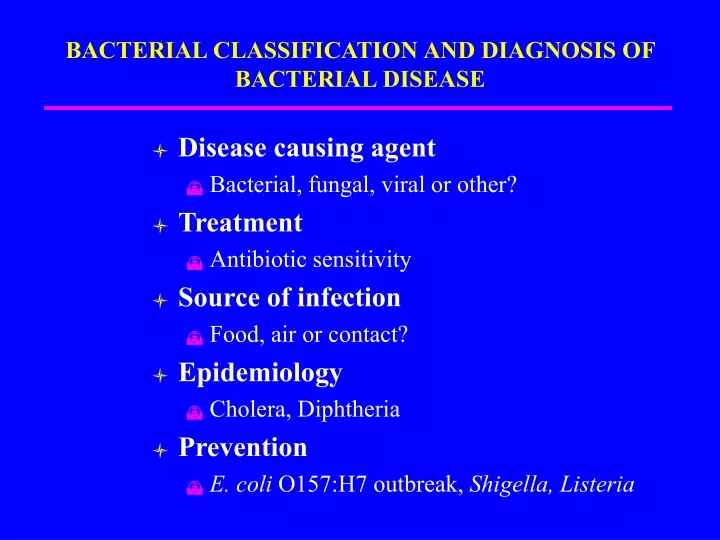 bacterial classification and diagnosis of bacterial disease