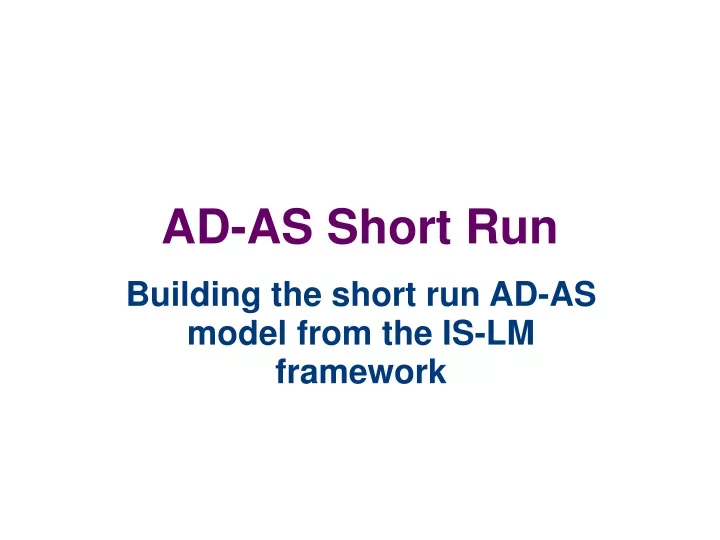 ad as short run