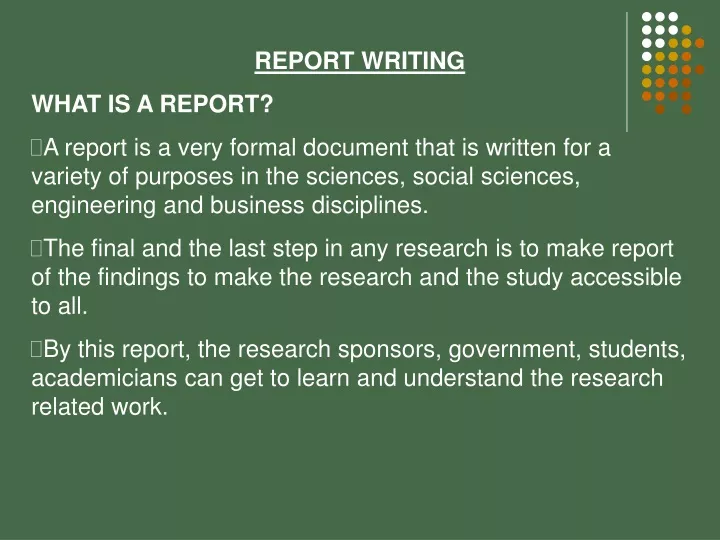 report writing what is a report a report