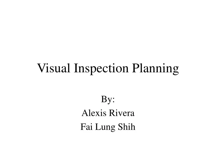visual inspection planning