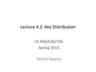 Lecture 4.2: Key Distribution