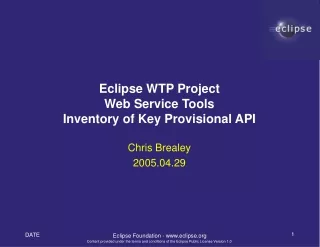 Eclipse WTP Project Web Service Tools Inventory of Key Provisional API