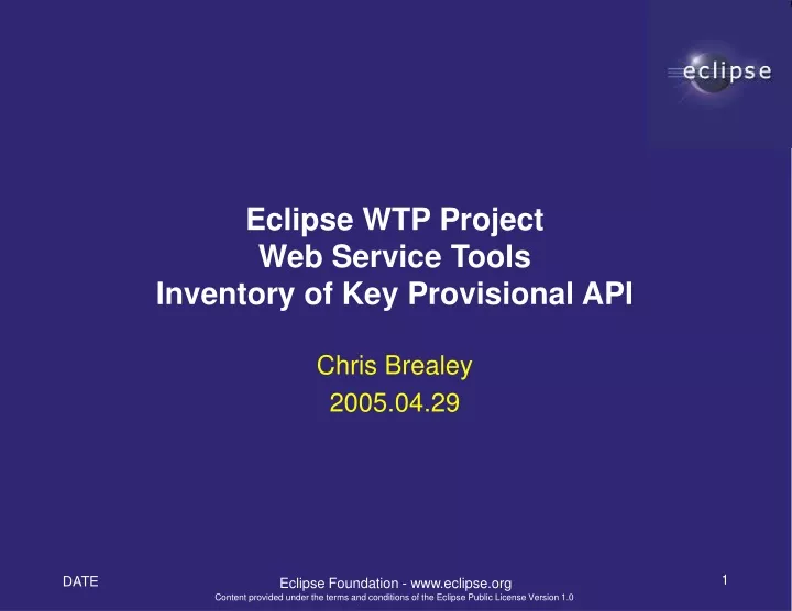 eclipse wtp project web service tools inventory of key provisional api