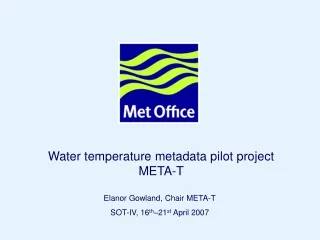 Elanor Gowland, Chair META-T SOT-IV, 16 th –21 st  April 2007