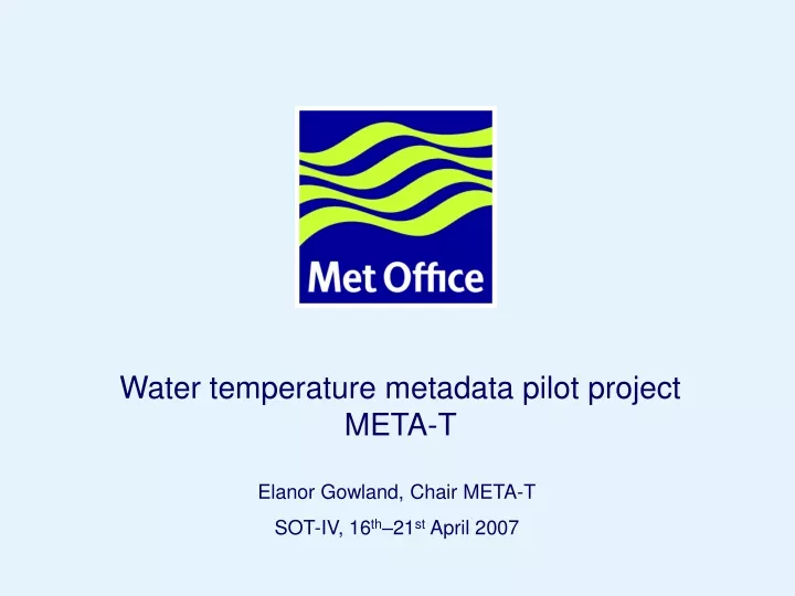 water temperature metadata pilot project meta t