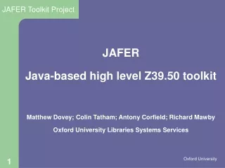 JAFER Java-based high level Z39.50 toolkit