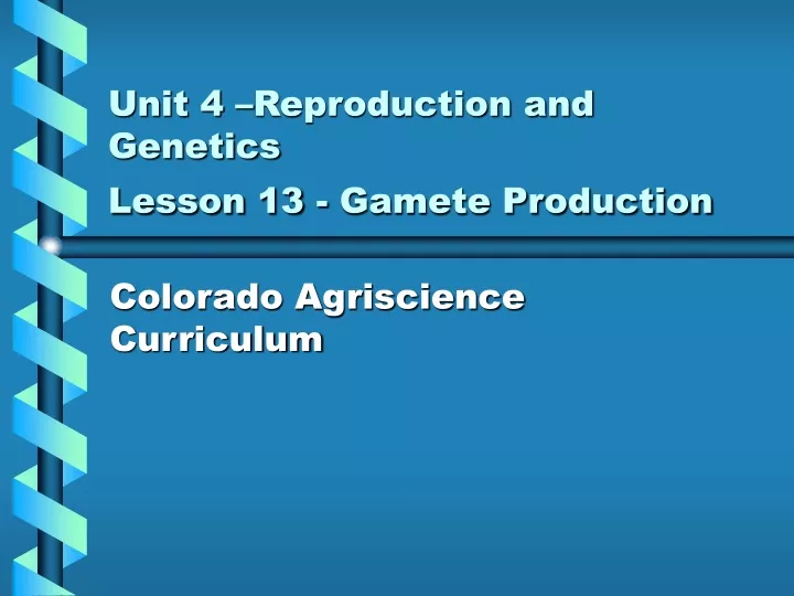 unit 4 reproduction and genetics lesson 13 gamete production
