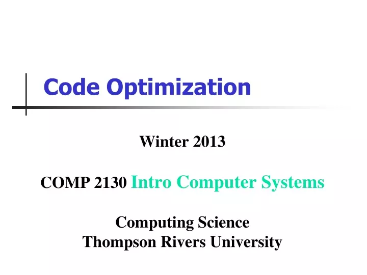 code optimization