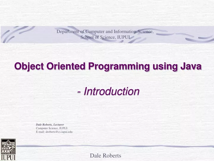 object oriented programming using java introduction