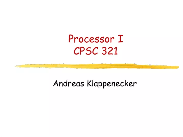 processor i cpsc 321