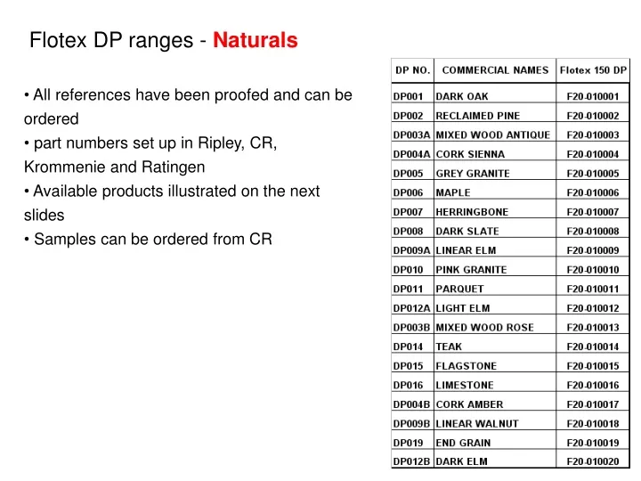 flotex dp ranges naturals