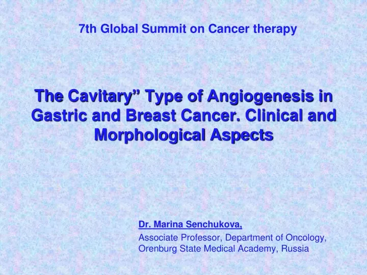 the cavitary type of angiogenesis in gastric and breast cancer clinical and morphological aspects