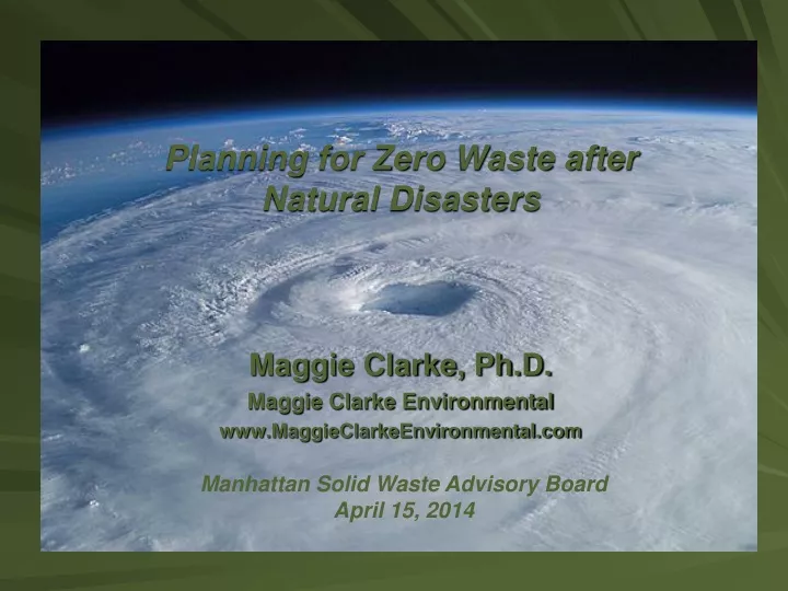 planning for zero waste after natural disasters