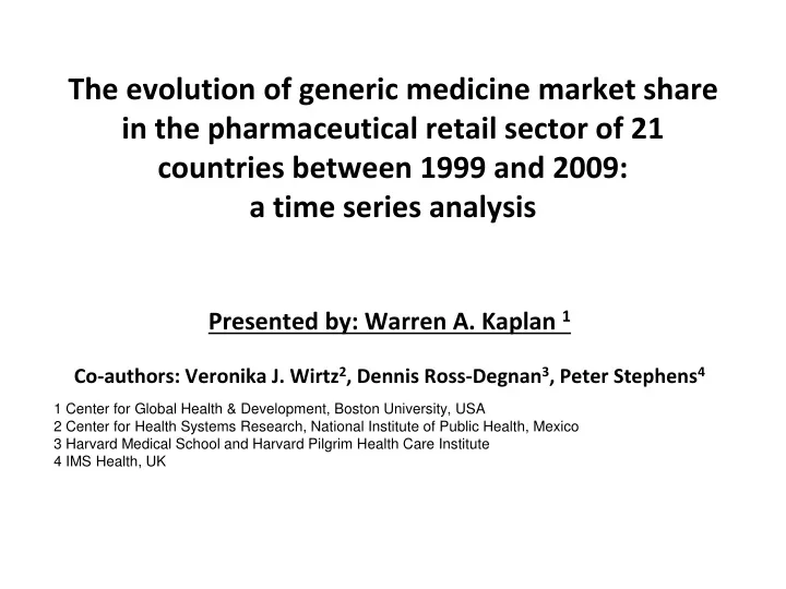 the evolution of generic medicine market share