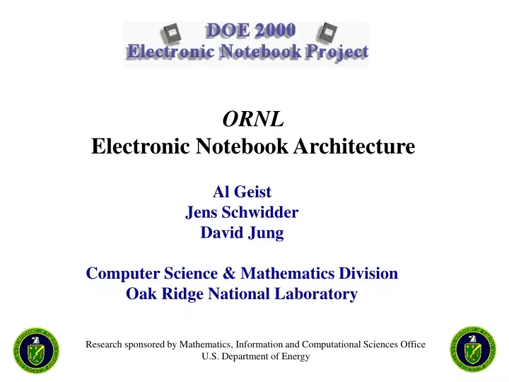 ornl electronic notebook architecture