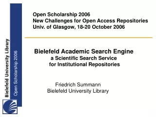 Bielefeld Academic Search Engine a Scientific Search Service  for Institutional Repositories