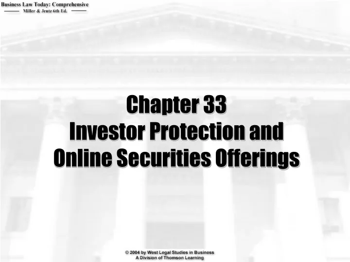 chapter 33 investor protection and online securities offerings