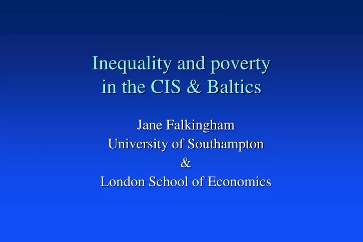 inequality and poverty in the cis baltics