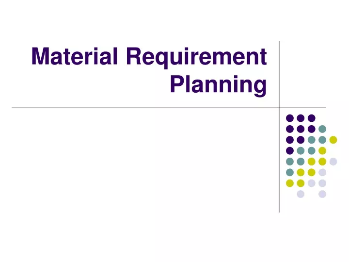 material requirement planning