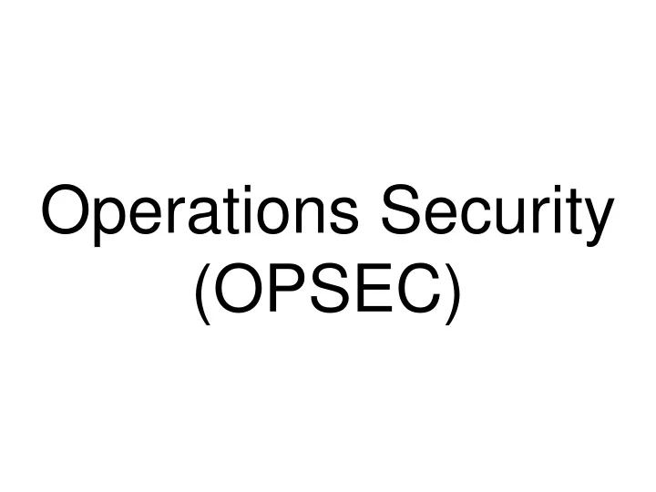 operations security opsec