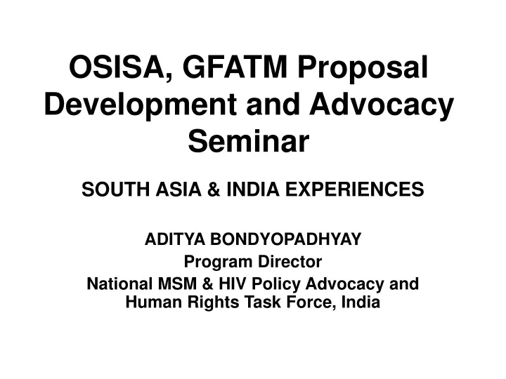 osisa gfatm proposal development and advocacy seminar