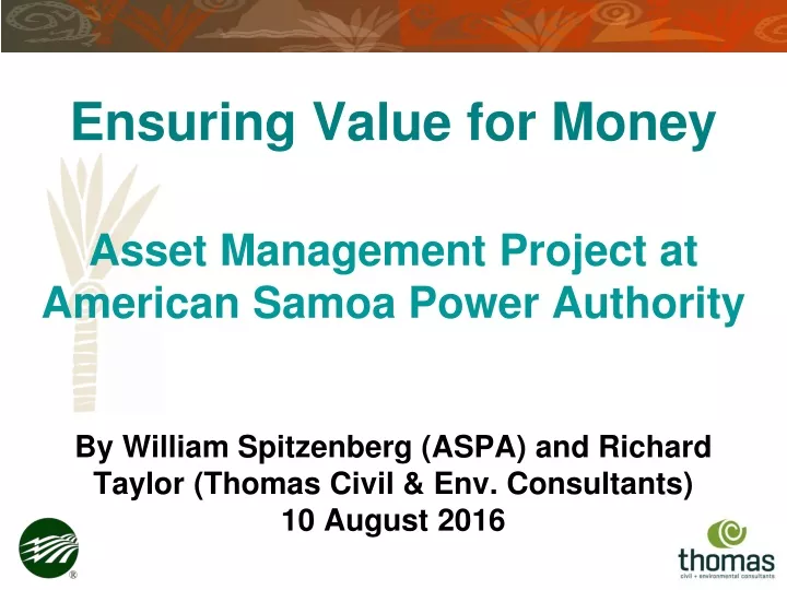 ensuring value for money asset management project