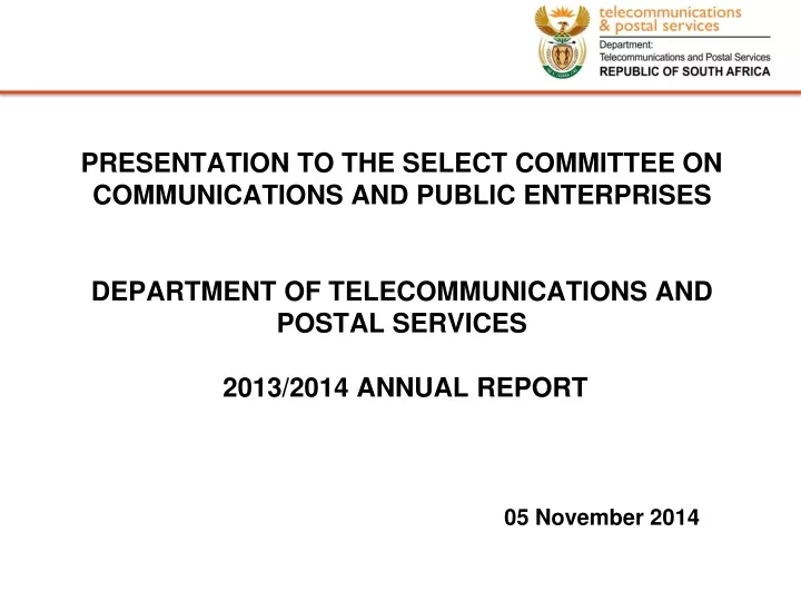 presentation to the select committee