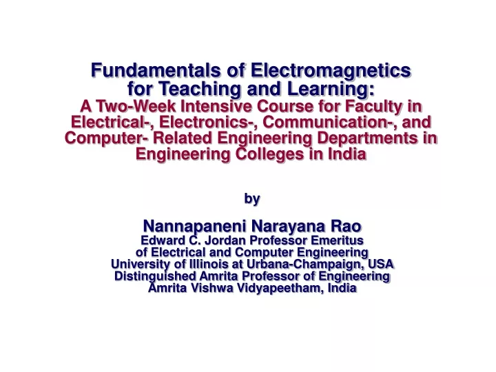 fundamentals of electromagnetics for teaching