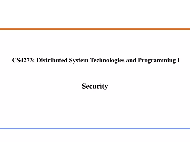 cs4273 distributed system technologies and programming i