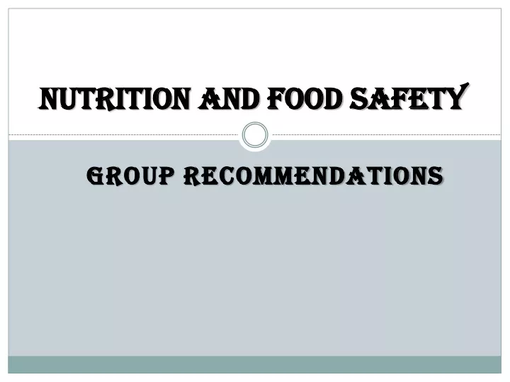 nutrition and food safety