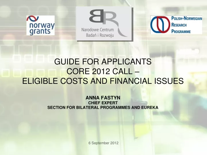 guide for applicants core 2012 call eligible