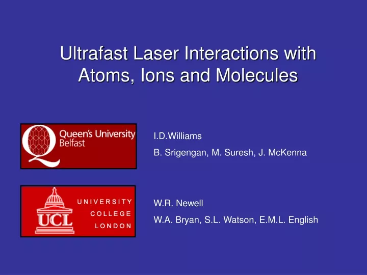 ultrafast laser interactions with atoms ions