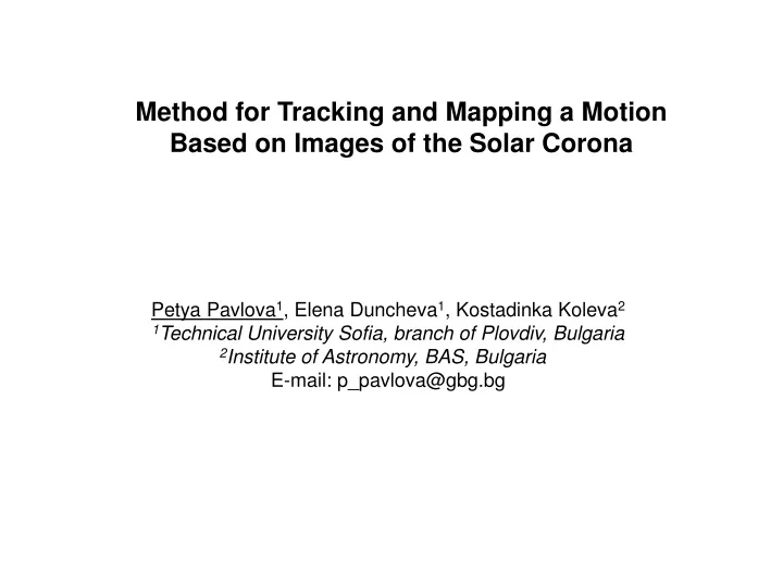 method for tracking and mapping a m otion b ased