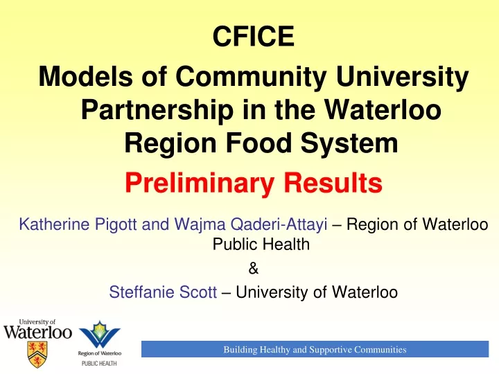 cfice models of community university partnership