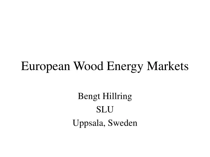 european wood energy markets