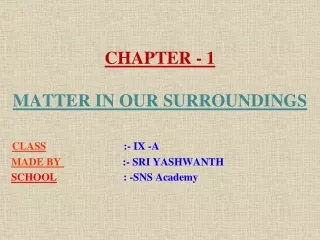 CHAPTER - 1 MATTER IN OUR SURROUNDINGS