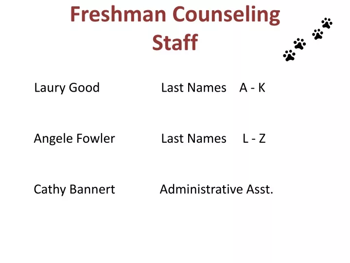 freshman counseling staff