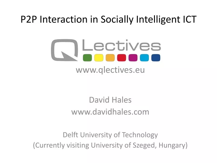 p2p interaction in socially intelligent ict