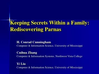 Keeping Secrets Within a Family: Rediscovering Parnas