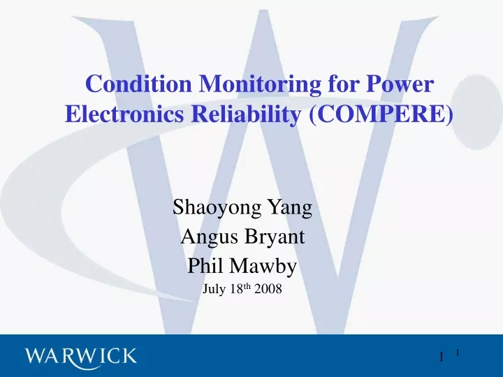 condition monitoring for power electronics reliability compere