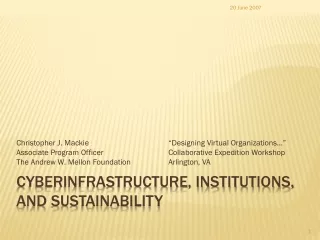 Cyberinfrastructure, Institutions, and Sustainability