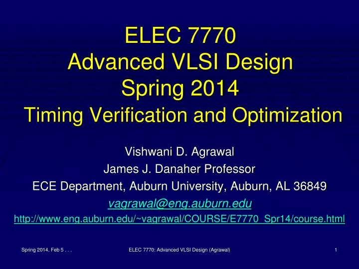 elec 7770 advanced vlsi design spring 2014 timing verification and optimization