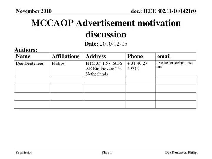 mccaop advertisement motivation discussion