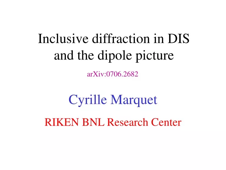 inclusive diffraction in dis and the dipole picture